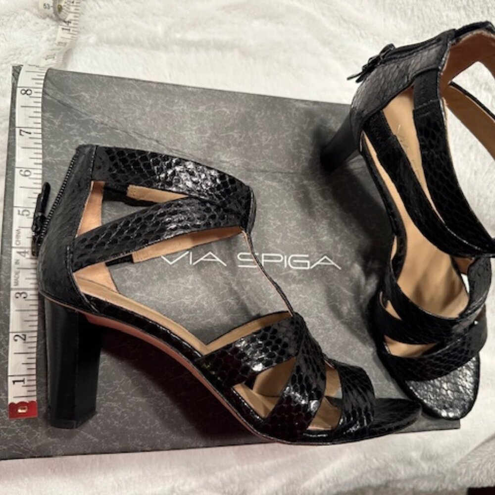 black heeled sandals